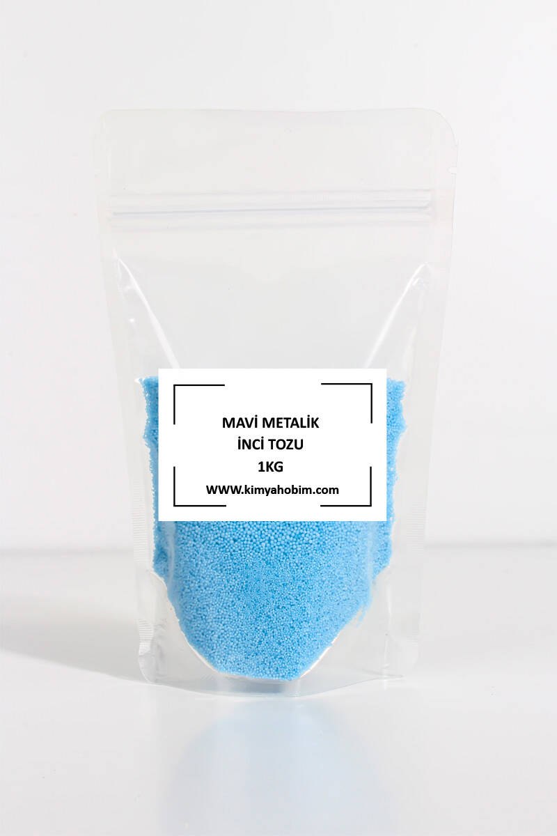 Metalik Mavi Renk İnci Tozu Mum 1KG - 1