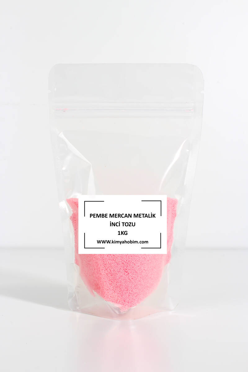 Metalik Pembe Mercan Renk İnci Tozu Mum 1KG - 1