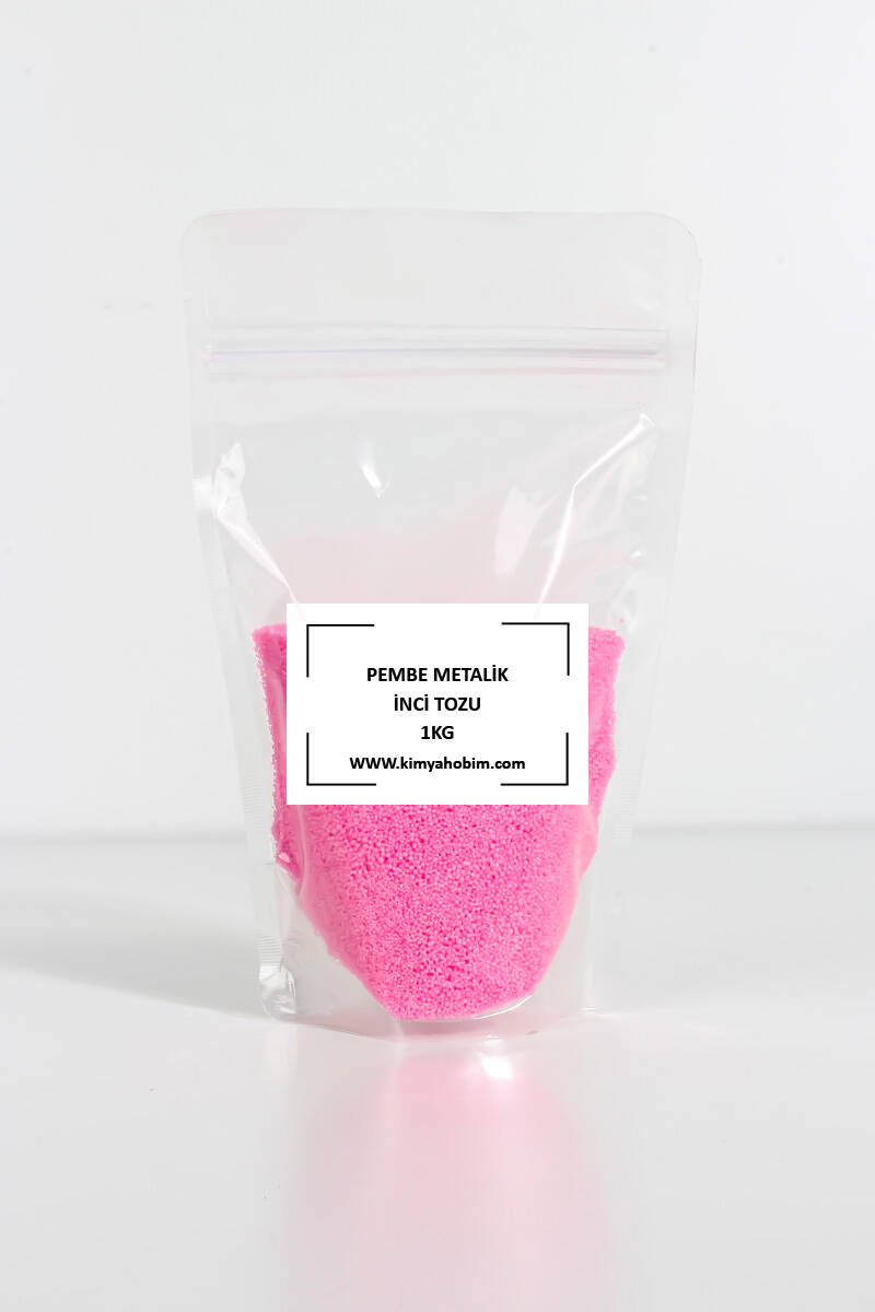 Metalik Pembe Renk İnci Tozu Mum 1KG - 1
