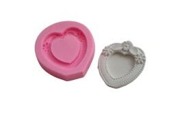 Mini Kalp Güllü Çerçeve Silikon Kalıbı ÇE-38 - 