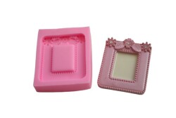 Mini Kare Güllü Çerçeve Silikon Kalıbı ÇE-35 - 