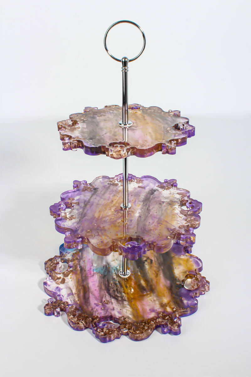 Çini Desen Katlı Sunumluk Epoksi Silikon Kalıbı KHE362 - 4