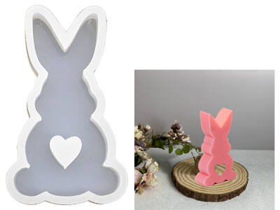 Oturan Dik Kulak Büyük Tavşan Epoksi Reçine Kalıbı EPK-671 - 1