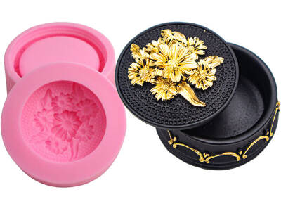 Papatya Detaylı Kutu Beton Taş Tozu Silikon Kalıbı KHKUTU02 - 1