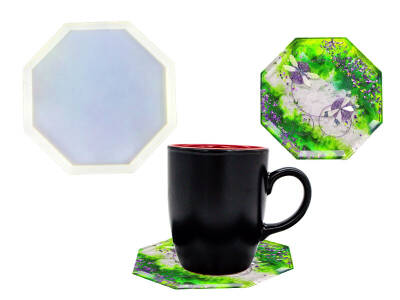 Sekizgen Bardak Altlığı Epoksi Reçine Kalıbı KHE348 - 2