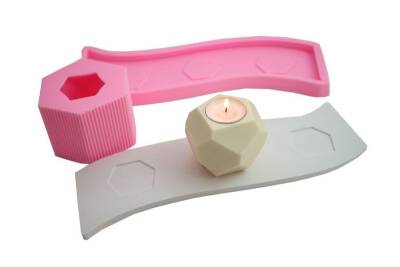 Üçlü Prizma Mumluk Beton Taş Tozu Silikon Kalıbı KHMUM11 - 1