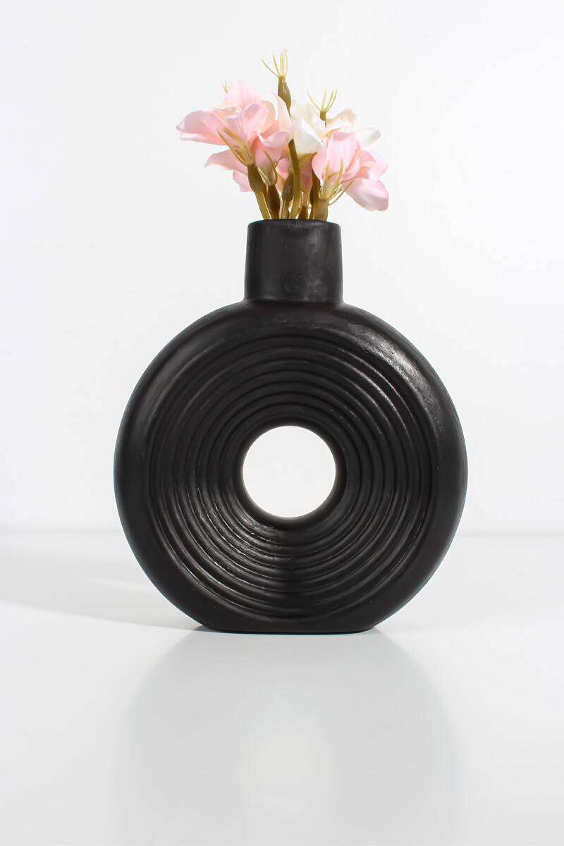 Vazo Yuvarlak Dekoratif Biblo Beton Taş Tozu Silikon Kalıbı KHB139 - 1