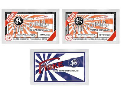 Viktoria Kumaş Boyası 12 Turuncu Renk 2 Adet + Fiske Sabitleme İlacı - 1