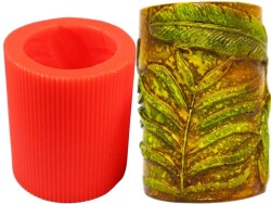 Yaprak Desenli Silindir Silikon Mum Kalıbı KHM18 - 