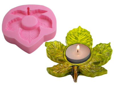 Yaprak Mumluk Beton Taş Tozu Silikon Kalıbı KHMUM05 - 1