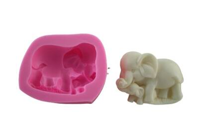 Yavrulu Fil Silikon Kalıbı KHHA18 - 1