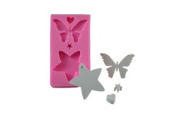Yıldız Kelebek Kalp Silikon Kalıbı PANO-94 - 
