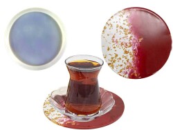 Yuvarlak Bardak Altlığı Epoksi Reçine Kalıbı KHE349 - 